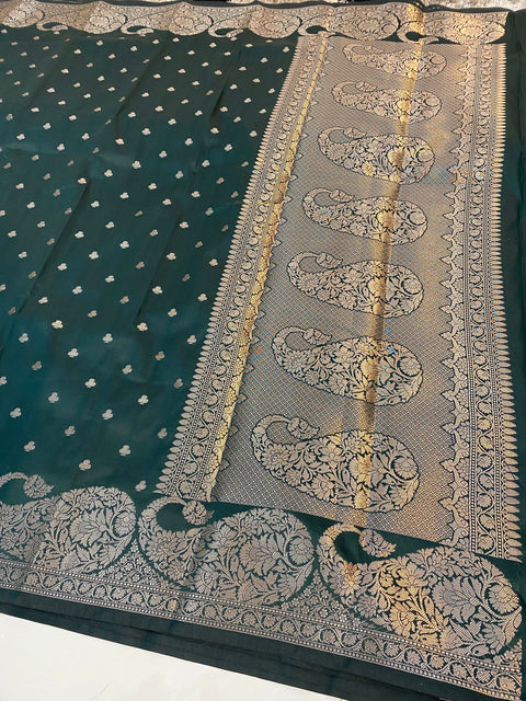 Banarasi Semi Katan Soft Silk Saree - Green Color