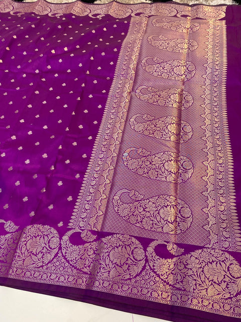 Banarasi Semi Katan Soft Silk Saree - Purple Color