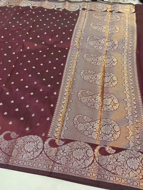 Banarasi Semi Katan Soft Silk Saree - Maroon Color