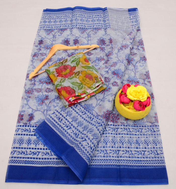 Kota Cotton Kalamkari Printed Saree  - Royal Blue