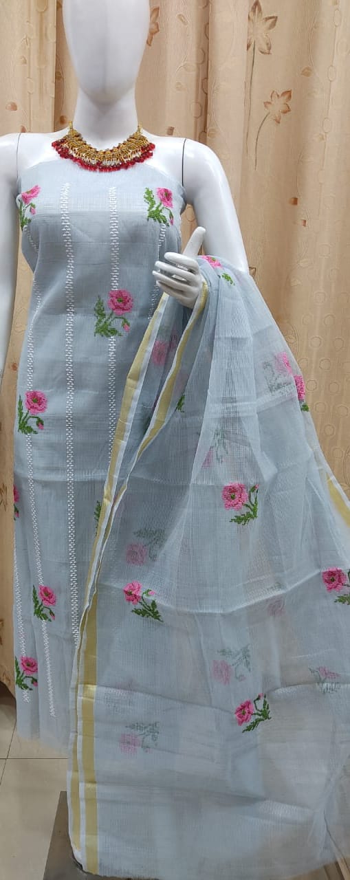 Embroidery Work Kota Cotton Dress Material