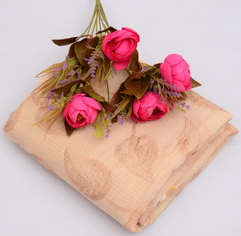 Pure Cotton Kota Embroidered Saree - Light Peach Color