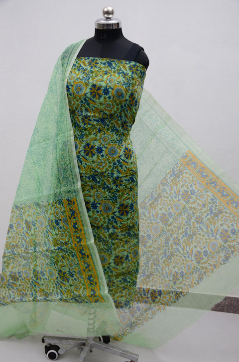 Kota Cotton Printed Suit - Green Color