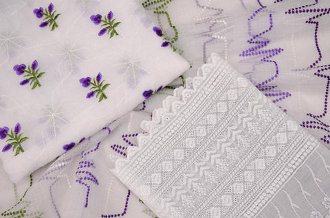 Embroidery Work Kota Cotton Suit With Chikankari Bottom  - D No 35