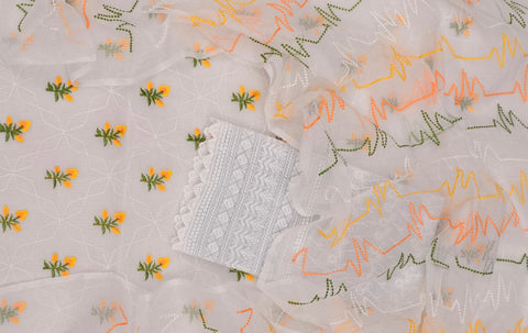 Embroidery Work Kota Cotton Suit With Chikankari Bottom  - D No 7
