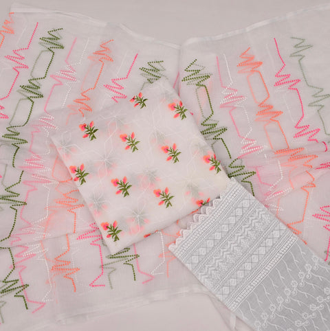 Embroidery Work Kota Cotton Suit With Chikankari Bottom  - D No 40