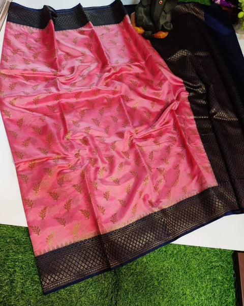 Banarasi Dupion Silk Zari Woven Saree - Pink Color