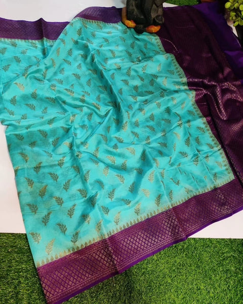 Banarasi Dupion Silk Zari Woven Saree - Blue Color