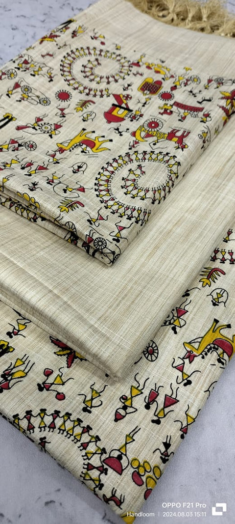 Kalamkari Printed Cotton Silk Dress Material - Design No. 14