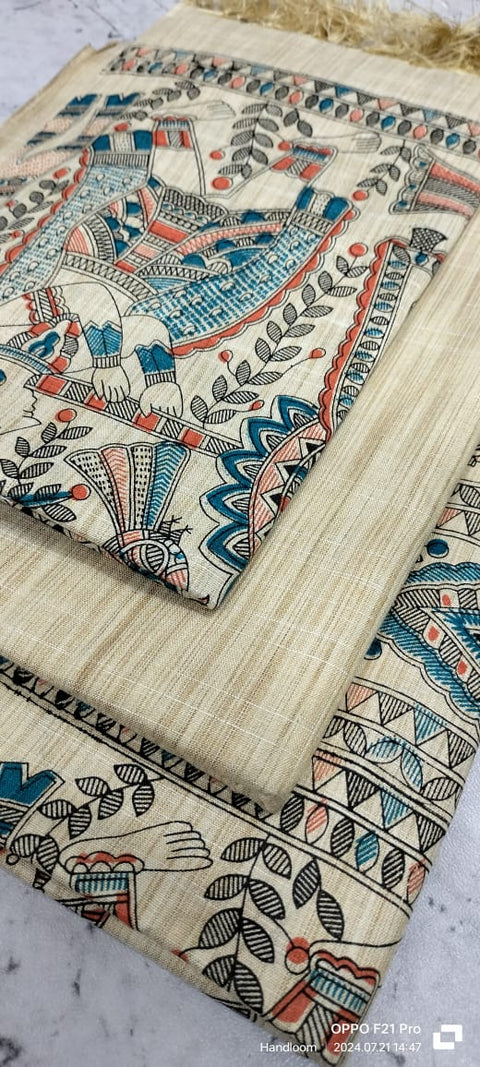 Kalamkari Printed Cotton Silk Dress Material - Design No. 46