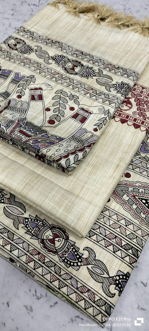 Kalamkari Printed Cotton Silk Dress Material - Design No. 03