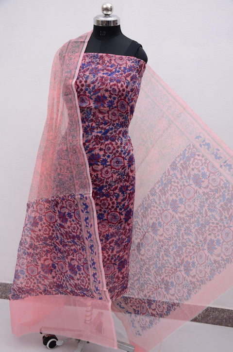 Kota Cotton Printed Suit - Pink Color