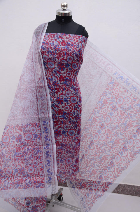 Kota Cotton Printed Suit - Lavender Color