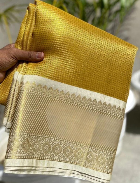 Banarasi Soft Tissue Tanuchi Silk Saree - Golden Color