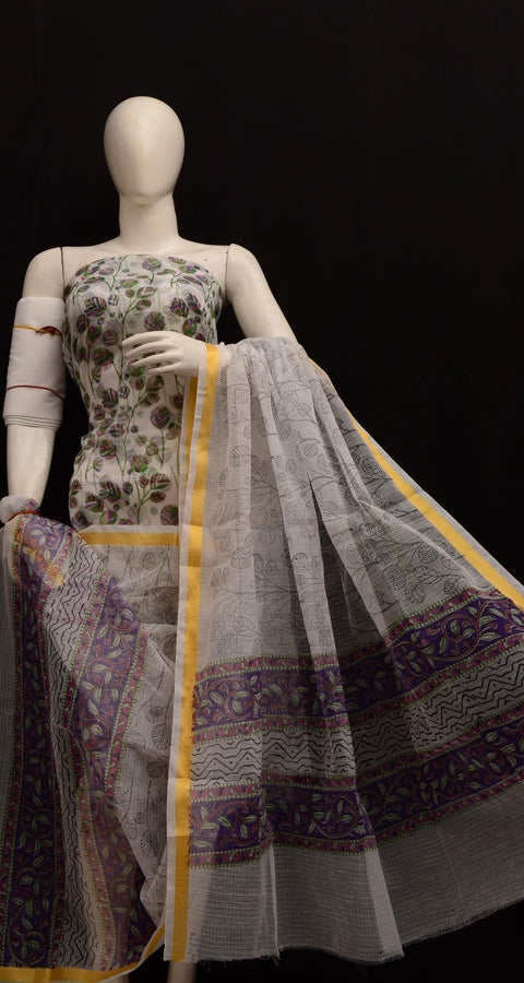 Kota Doria Hand Block Printed Suit - Design No. 3