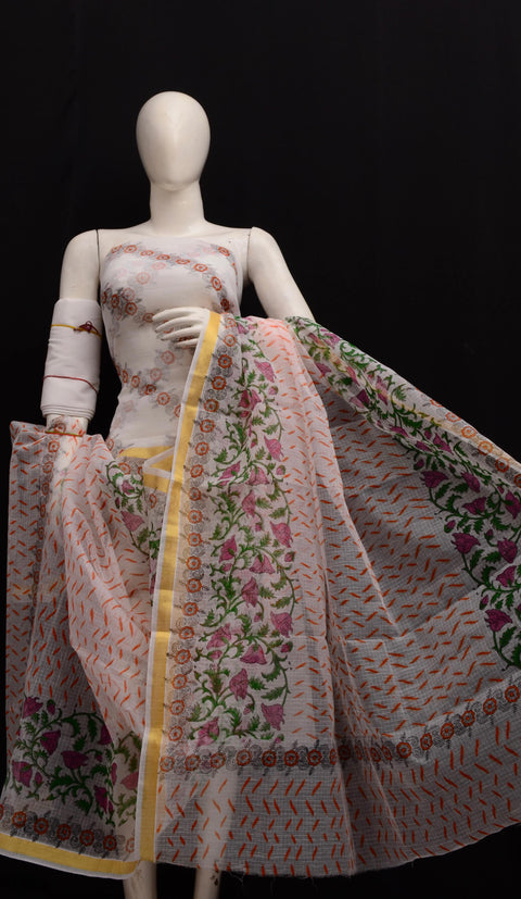 Kota Doria Hand Block Printed Suit - Design No. 7