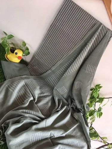 Cotton Linen Dress Material - Grey Color