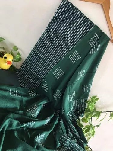 Cotton Linen Dress Material - Green Color