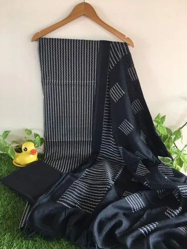 Cotton Linen Dress Material - Black Color