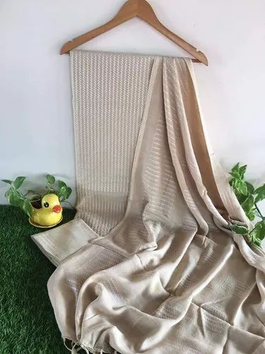 Cotton Linen Dress Material - Cream Color