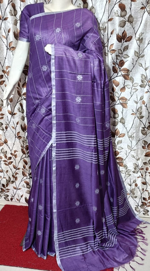 Buta Design Cotton Silk Saree - Violet Color