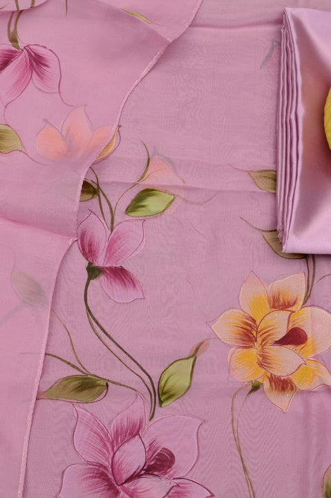 Hand-Painted Organza Suits - Pink Colour