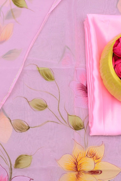 Hand-Painted Organza Suits - Pink Colour
