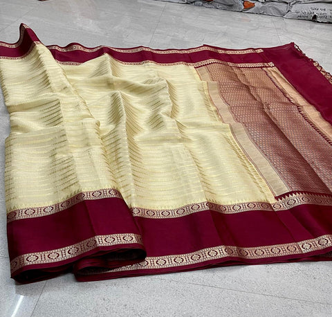 Banarasi Dyeable Warm Silk Saree – Handwoven & Premium - Warm Beige Color