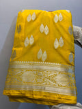 Banarasi Semi Katan Georgette Silk Saree  - Yellow Color