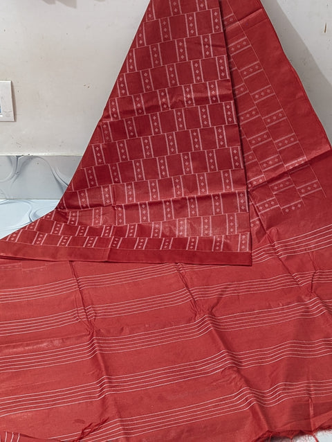 Buta Woven Bhagalpuri Silk Saree - Red Color