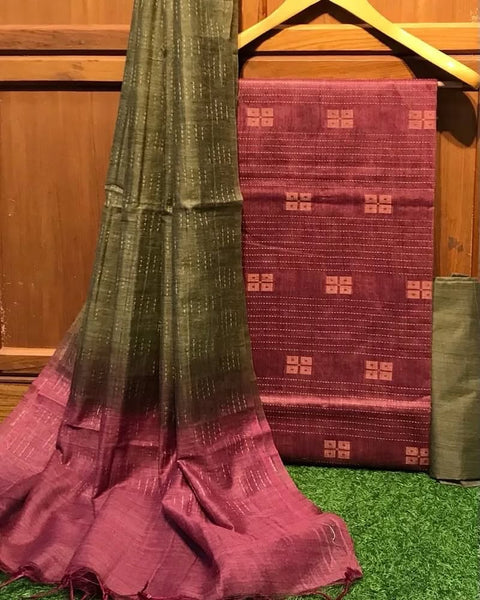 Kota Baswada Silk Dress Material - Red Color