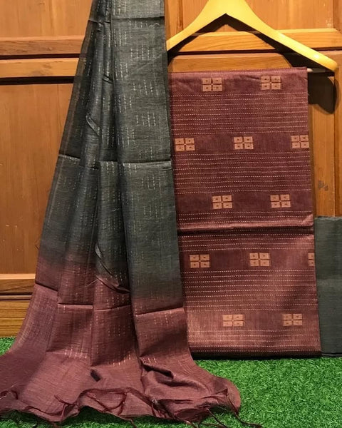 Kota Baswada Silk Dress Material - Maroon Color