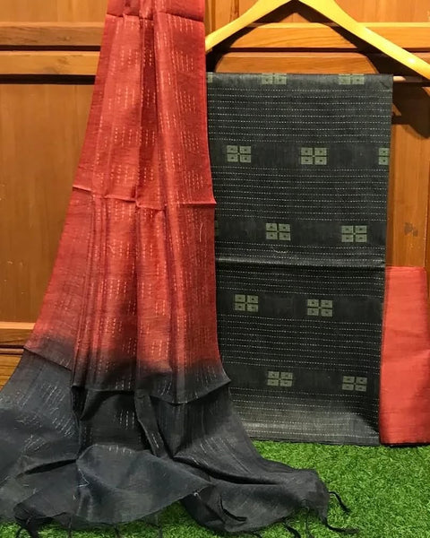 Kota Baswada Silk Dress Material - Black Color