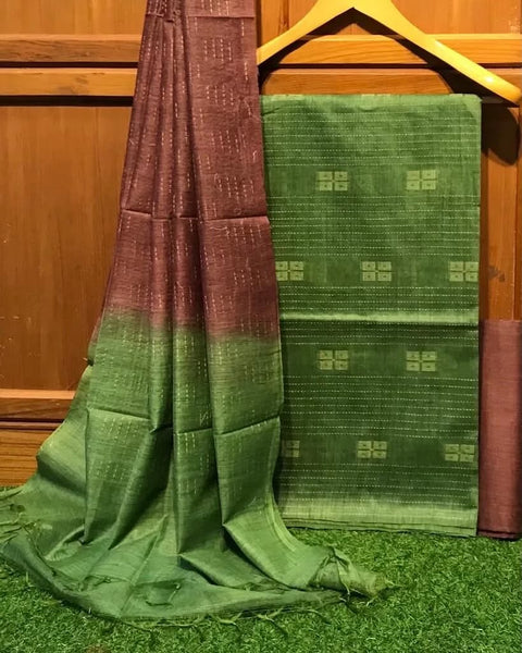 Kota Baswada Silk Dress Material - Green Colour