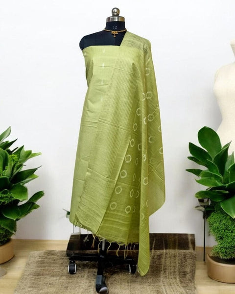 Cotton Silk Dress Material - Green color