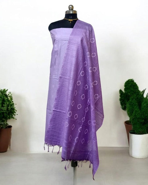 Cotton Silk Dress Material - Purple color