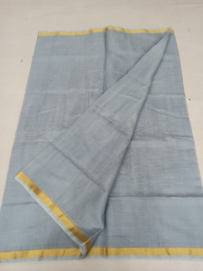Kota Doria Cotton Mix Plain Saree - Grey Color