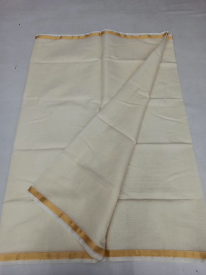 Kota Doria Cotton Mix Plain Saree - Off White Color