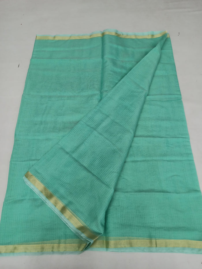 Kota Doria Cotton Mix Plain Saree - Sea Green Color