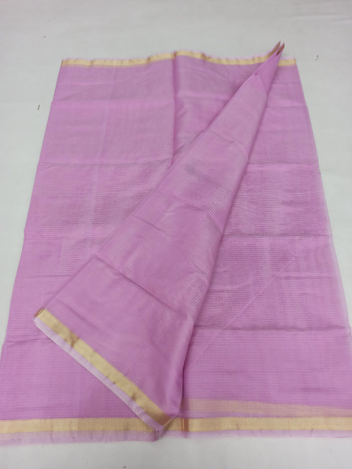 Kota Doria Cotton Mix Plain Saree - Purple Color