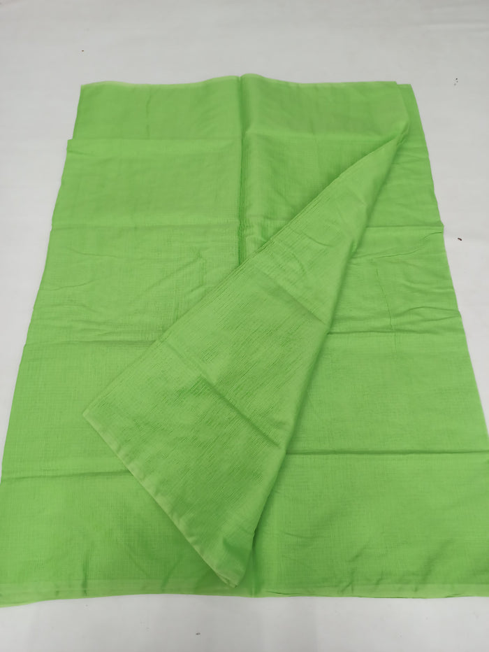 Kota Doria Plain Cotton Mix Saree - Green Color