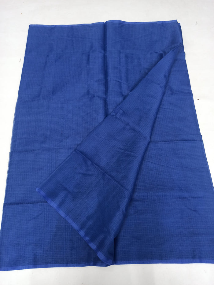 Kota Doria Plain Cotton Mix Saree - Blue Color