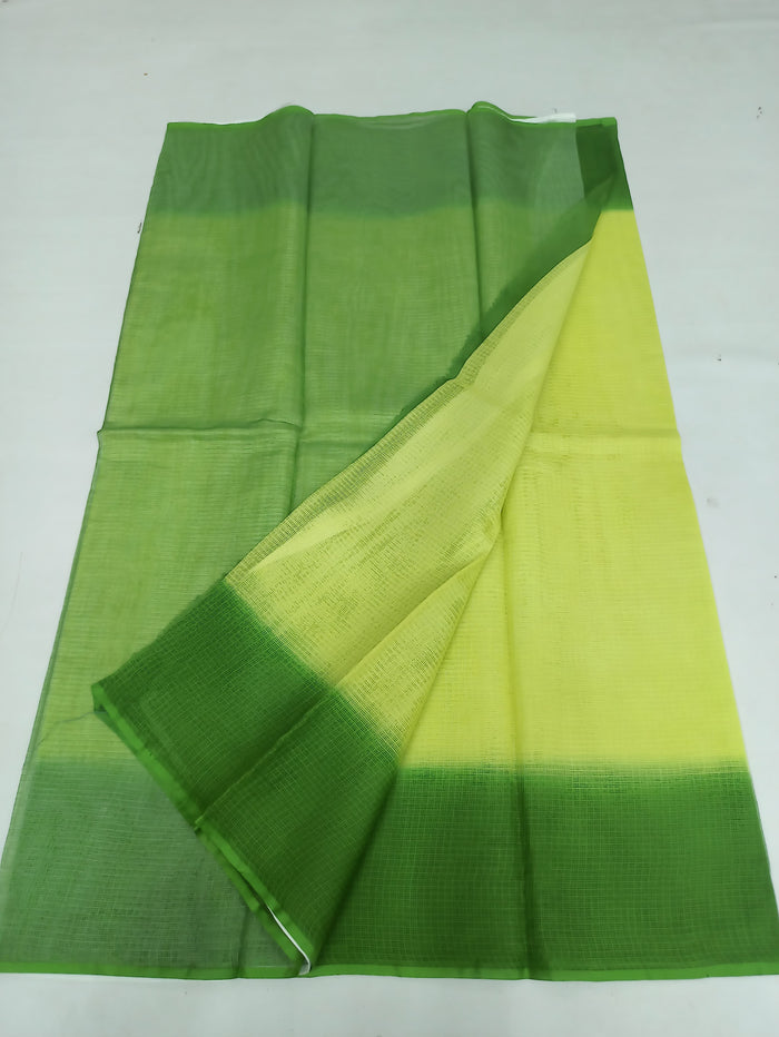 Pure Cotton Kota Doria Multicolor Plain Saree - Green Colour