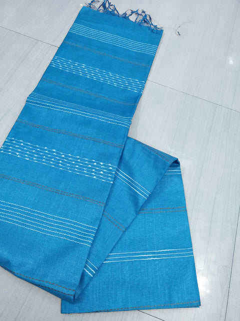 Kota Viscose Silk Saree With Woven Stripe Lines Design - Blue Color
