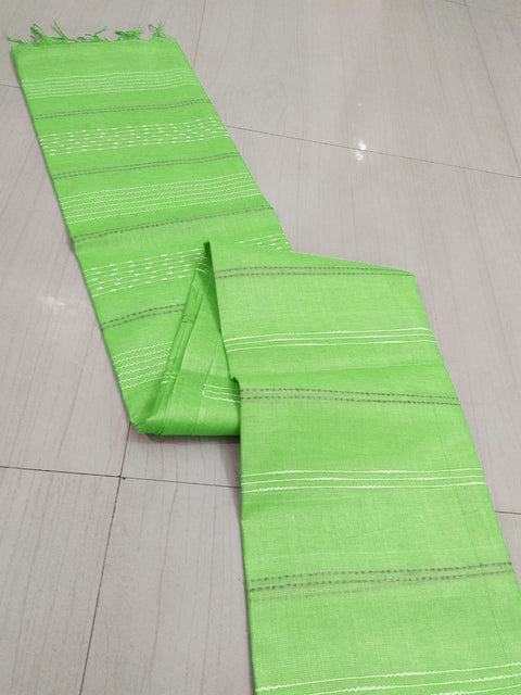 Kota Viscose Silk Saree With Woven Stripe Lines Design - Green Color