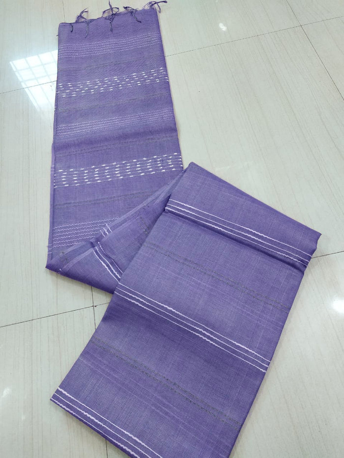 Kota Viscose Silk Saree With Woven Stripe Lines Design - Purple Color