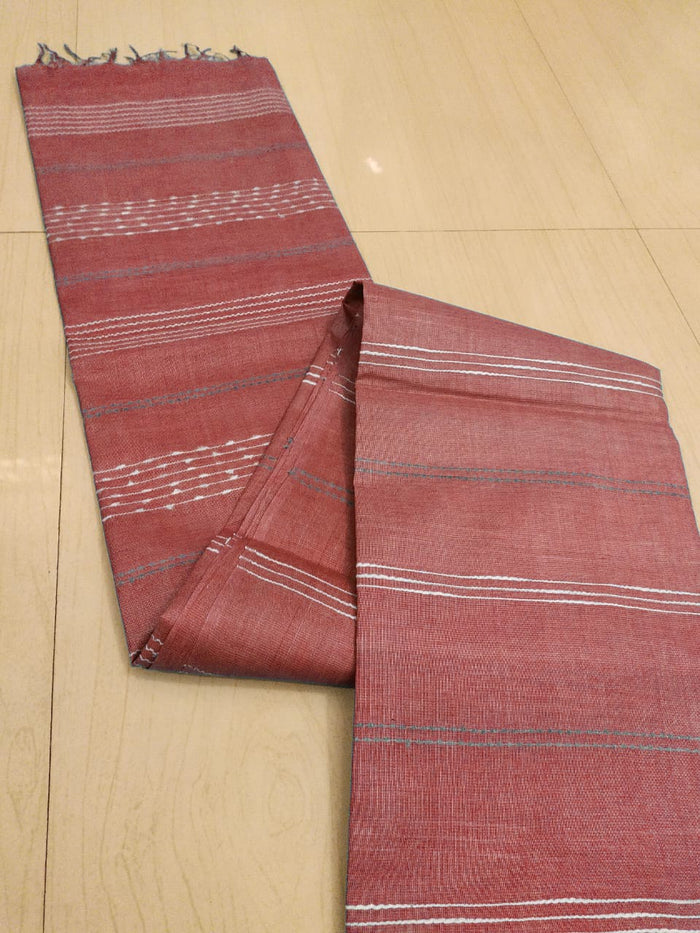Kota Viscose Silk Saree With Woven Stripe Lines Design - Maroon Color