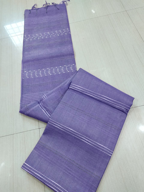 Kota Viscose Silk Saree With Woven Stripe Lines Design - Purple Color