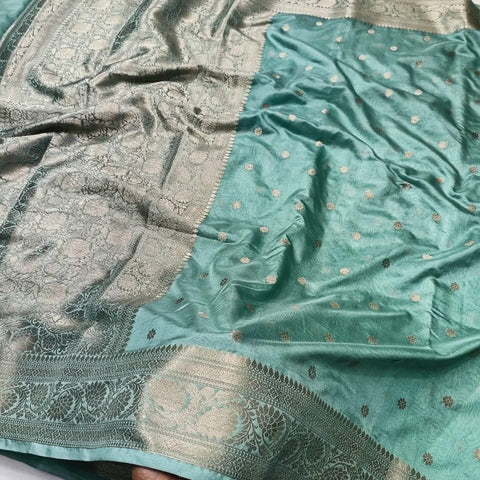 Banarasi Semi Katan Silk Saree  - Sea Green Color