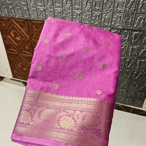 Banarasi Semi Katan Silk Saree  - Pink Color